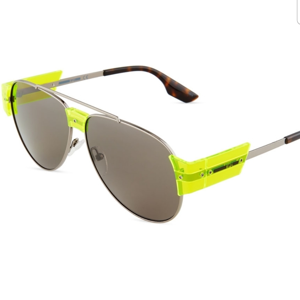 Alexander McQueen McQ Aviator Neon Sunglasses